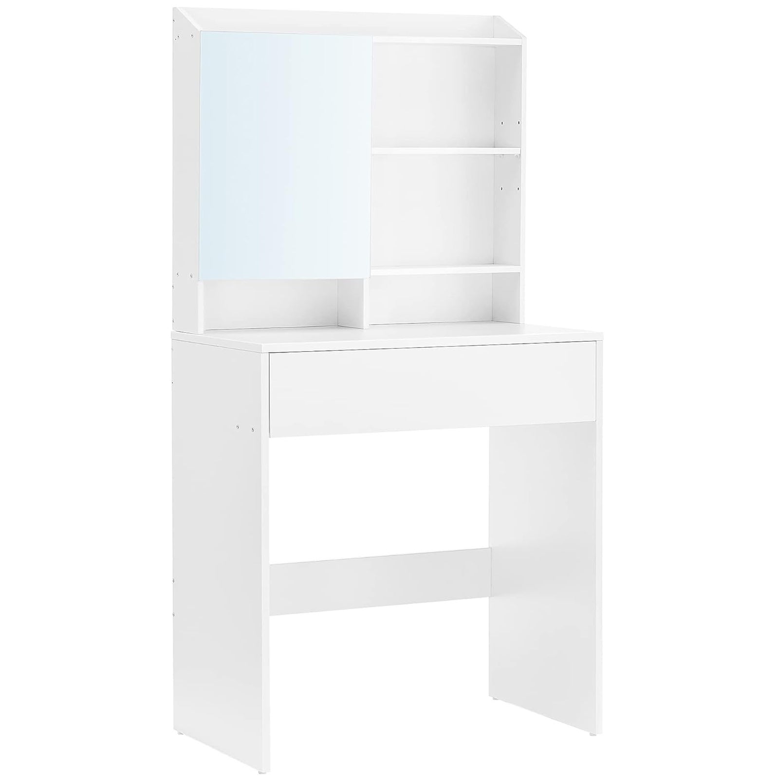Toaletka kosmetyczna Songmics 70cm elegancka z lustrem i półkami biała do makijażu .