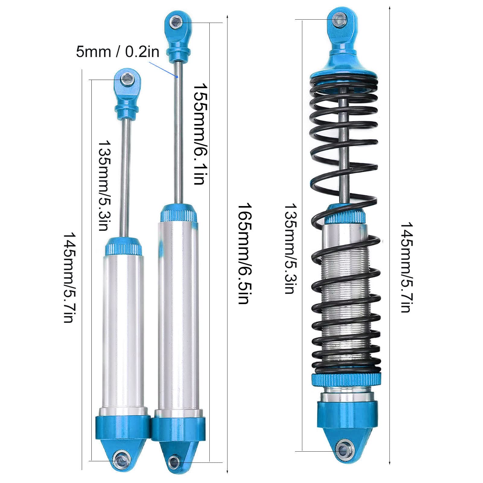 Set di ammortizzatori RC Ammortizzatore anteriore e posteriore in lega di alluminio per TRAXXAS UDR (blu) - 6