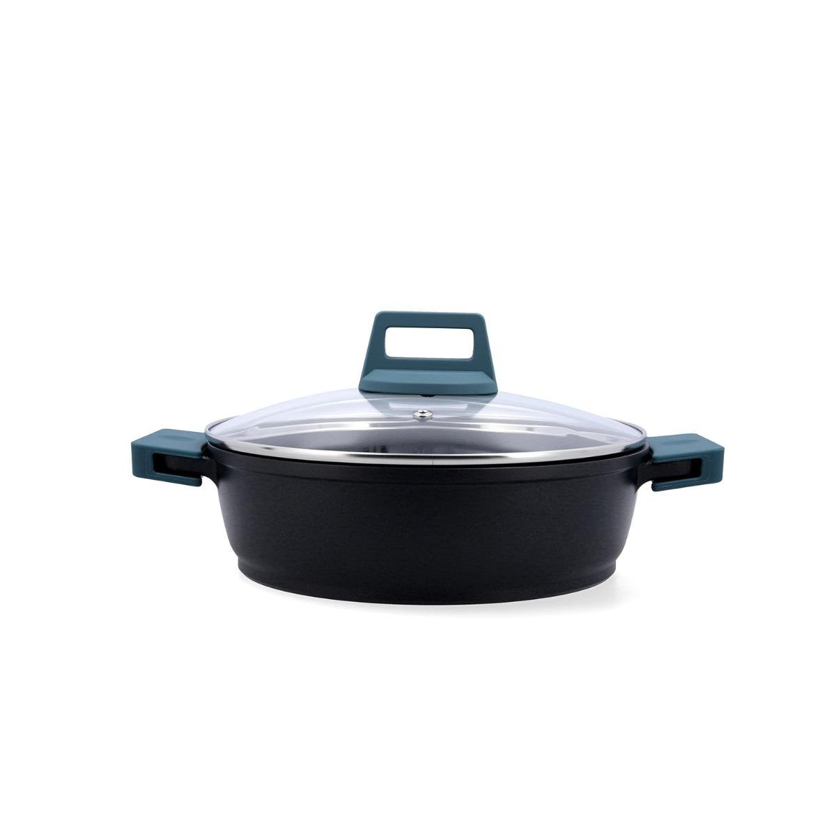 Tartera con tapa de aluminio fundido Quid Confort azul/negro mate – Antiadherente - 24 a