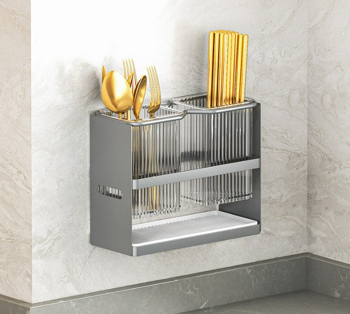 Uchwyt na pałeczki, uchwyt na pałeczki kuchenne, przechowywanie sztućców, szary, mały rozmiar, 22*16*15 cm