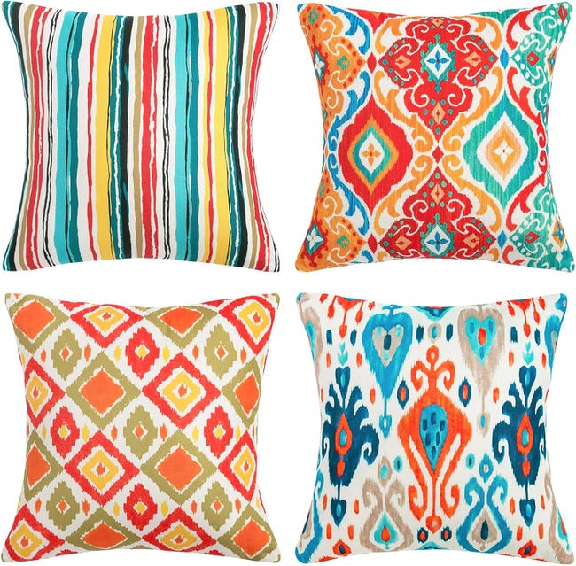 Federa per cuscino da divano, con motivo patchwork, ricami in stile etnico e paillettes Tradizionale Orange Federa per cuscino da divano, con motivo patchwork, ricami in stile etnico e paillettes Tradizionale Orange