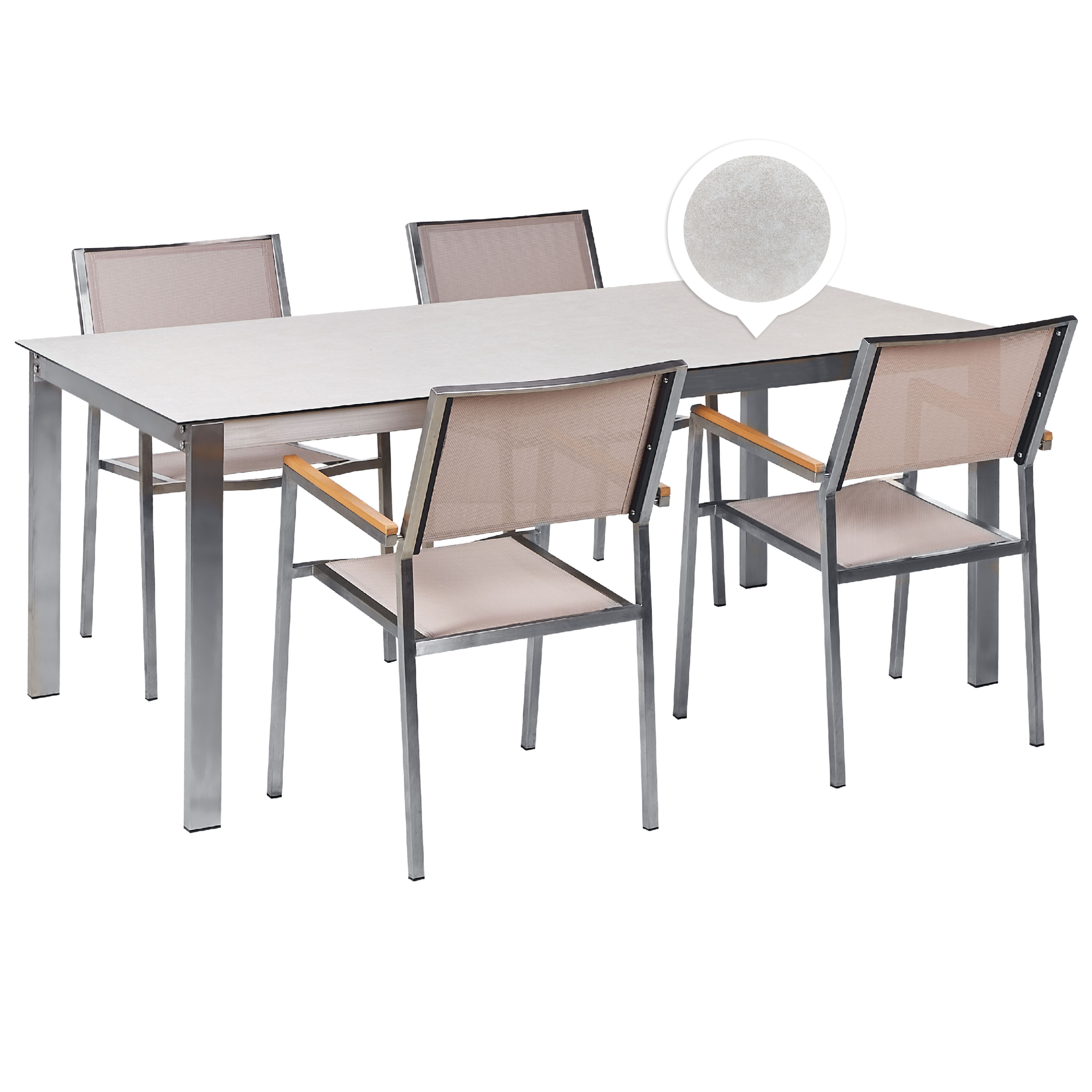 Beliani Mesa De Centro Efecto Mármol Beige/negro 80 X 80 Cm MALIBU