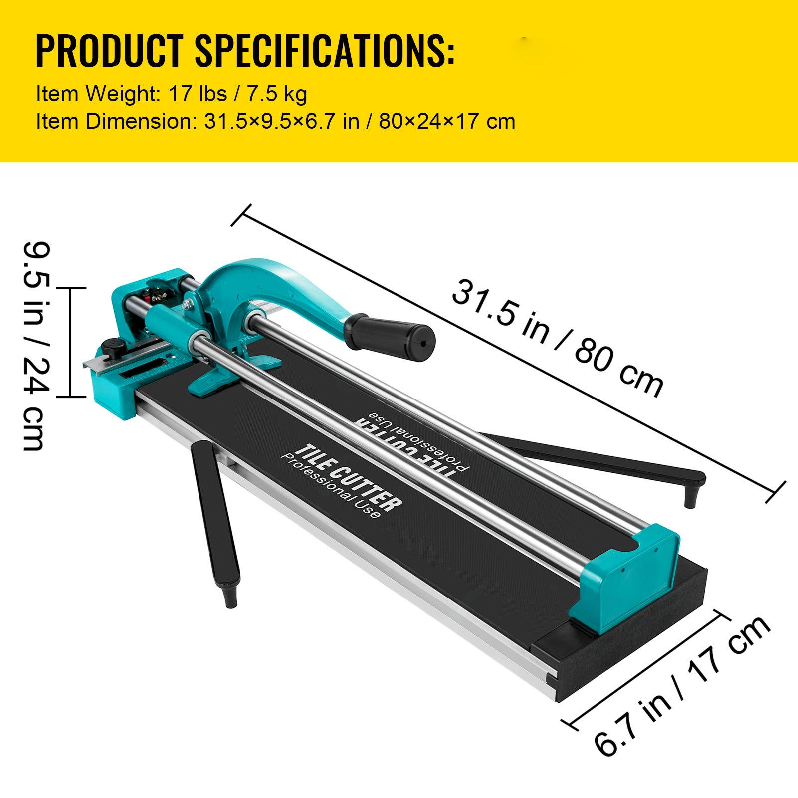Coupe-carrelage manuel 24 pouces,SucceBuy doubles rails et supports avec guide laser précis,capacité de coupe 3/5 po,outils de coupe de précision - 9
