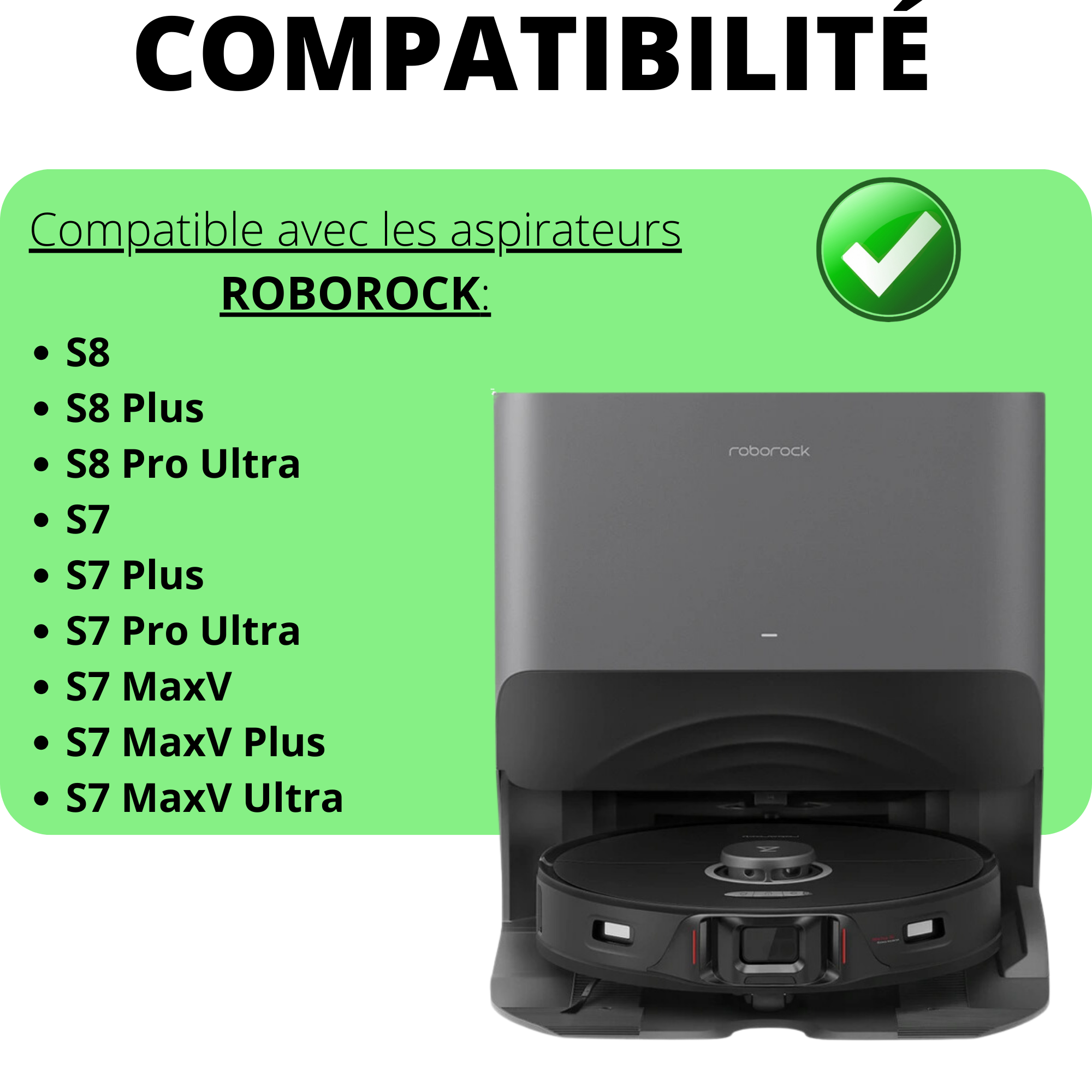 Lingette pour Roborock S8 S8 Plus S8 Pro Ultra S7 S7 Plus S7 Pro Ultra S7 MaxV S7 MaxV Plus S7 MaxV Ultra [Lot 3] Serpillère lavable réutilisable - 2