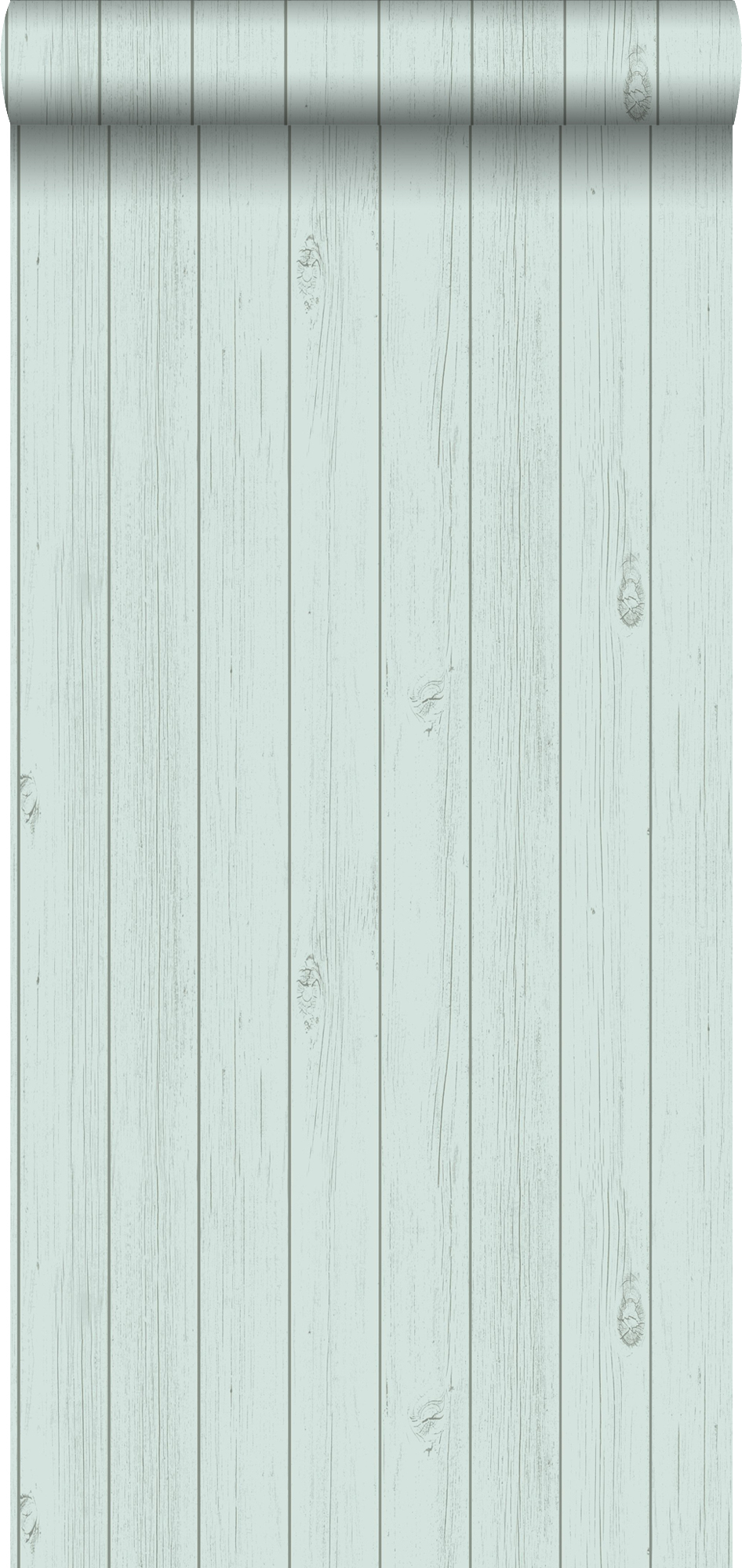 Papel pintado tablas de madera estrechos vintage de madera recuperada verde menta pastel agrisado claro - 53 cm x 10,05 m - estahome