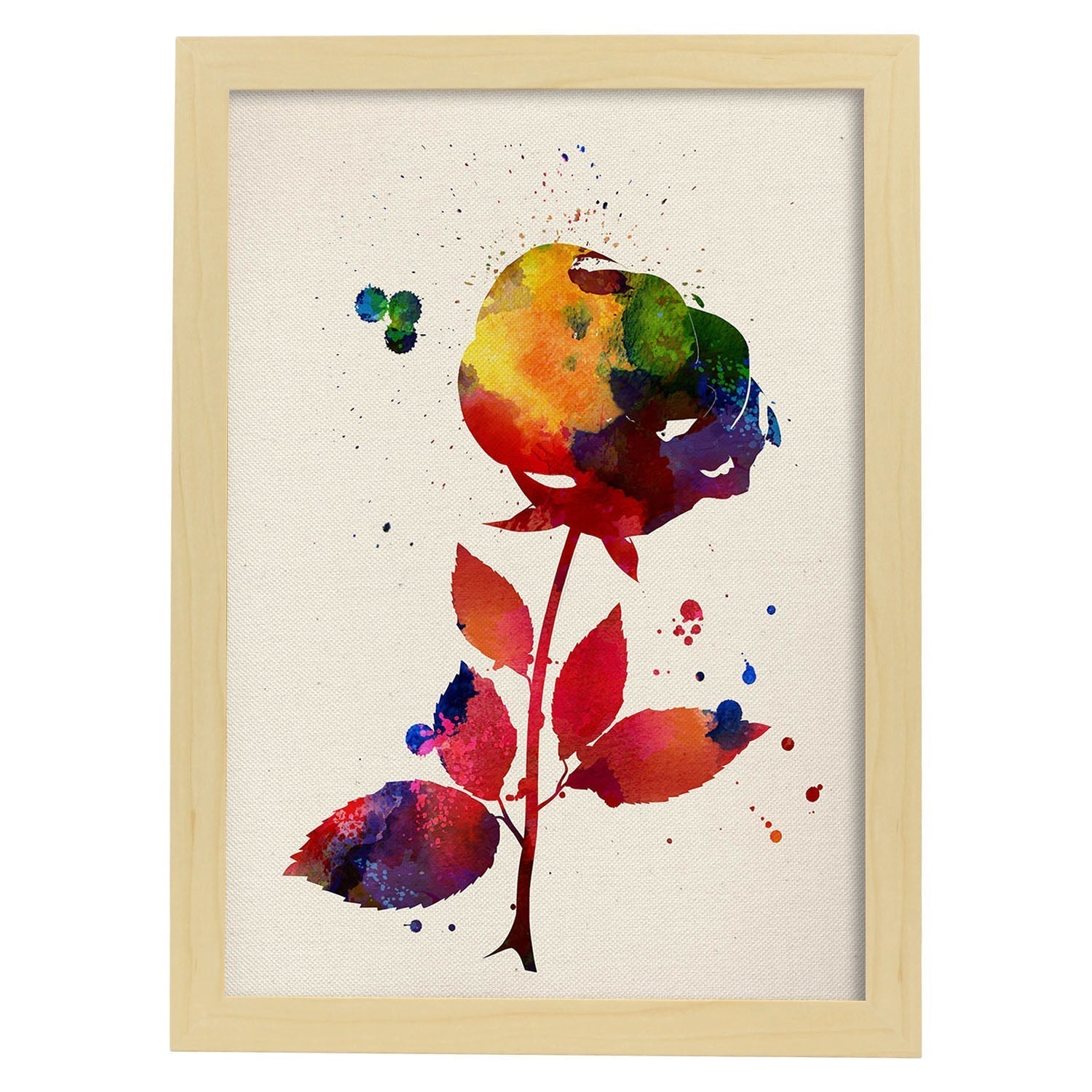 Affiche De Fleur Avec Conception Aquarelle. Mélange De Feuilles Avec Un Cadre De Style De Style Aquarelle Clair A4 - 2
