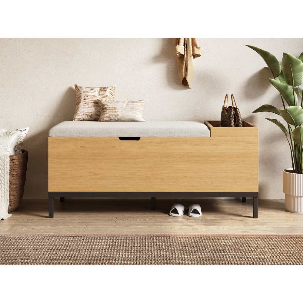 Banc de rangement multifonction avec siège rembourré et coffre spacieux pour salon chambre et entrée - 9