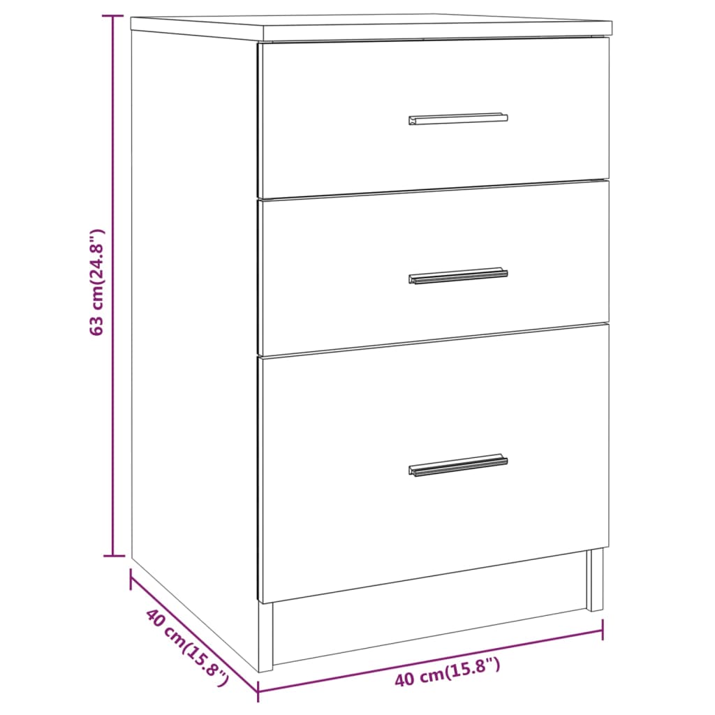 Maison Exclusive - Mesita de noche madera contrachapada gris hormigón 40x40x63 cm - 9