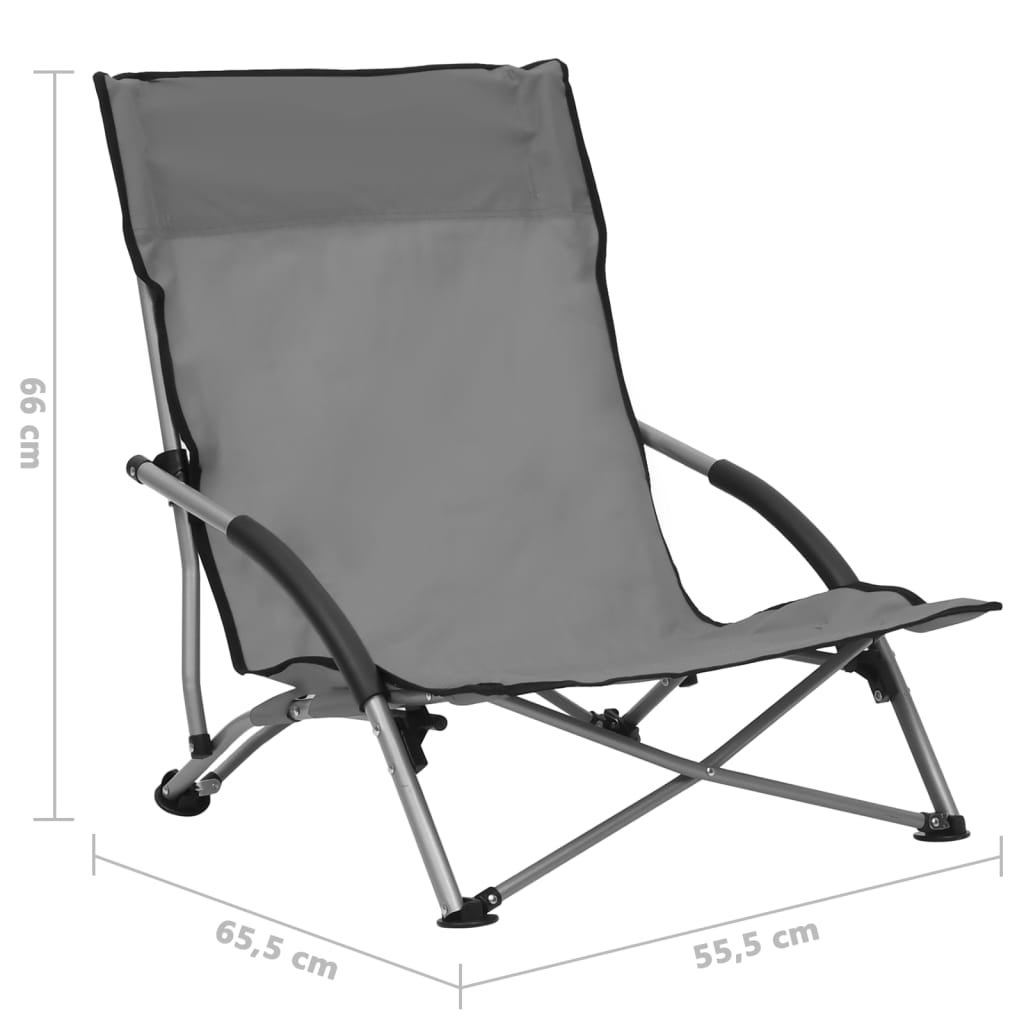 vidaXL Chaises de plage pliables lot de 2 Gris Tissu - 9
