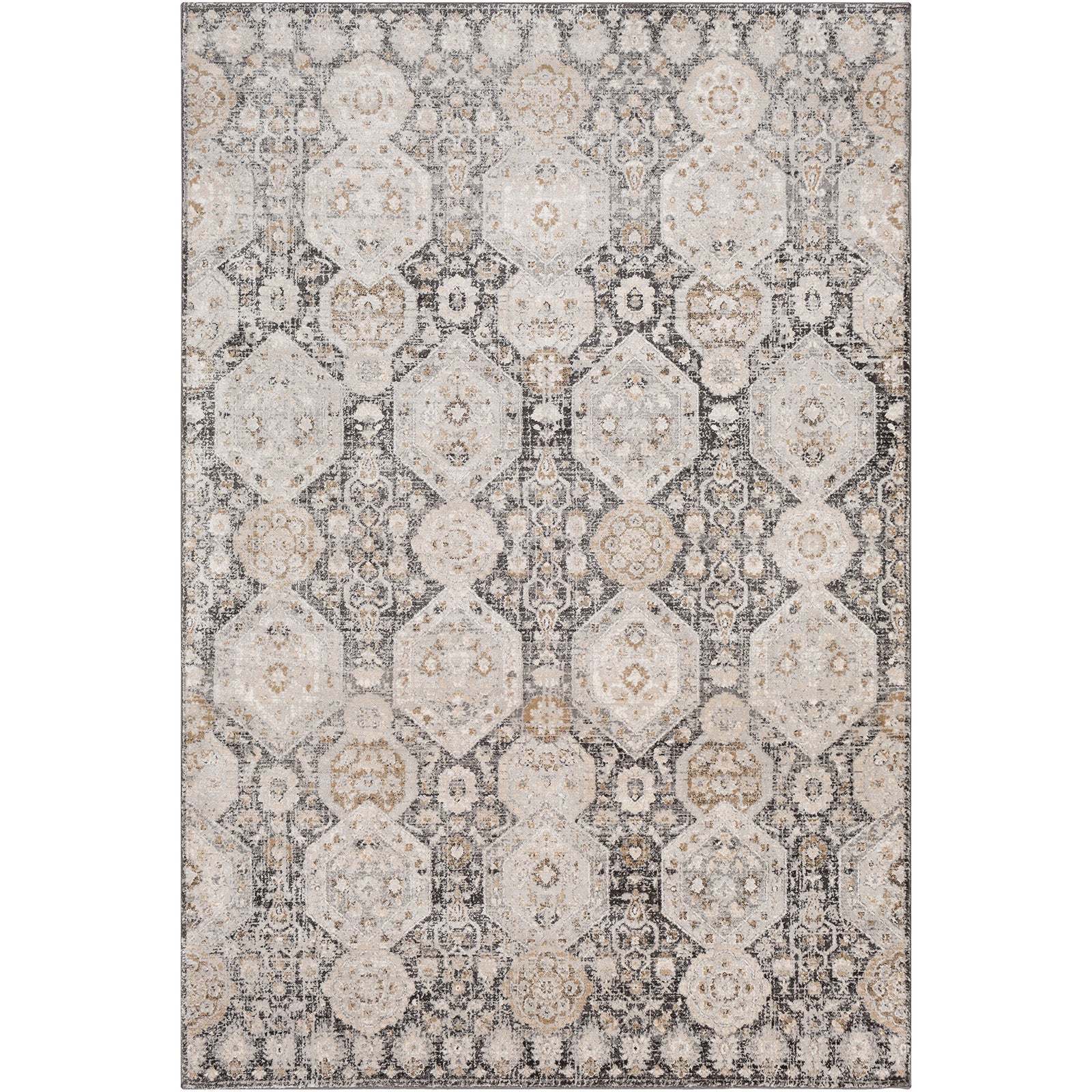 Tapis oriental vintage en laine – Tons beige et brun - Décoration