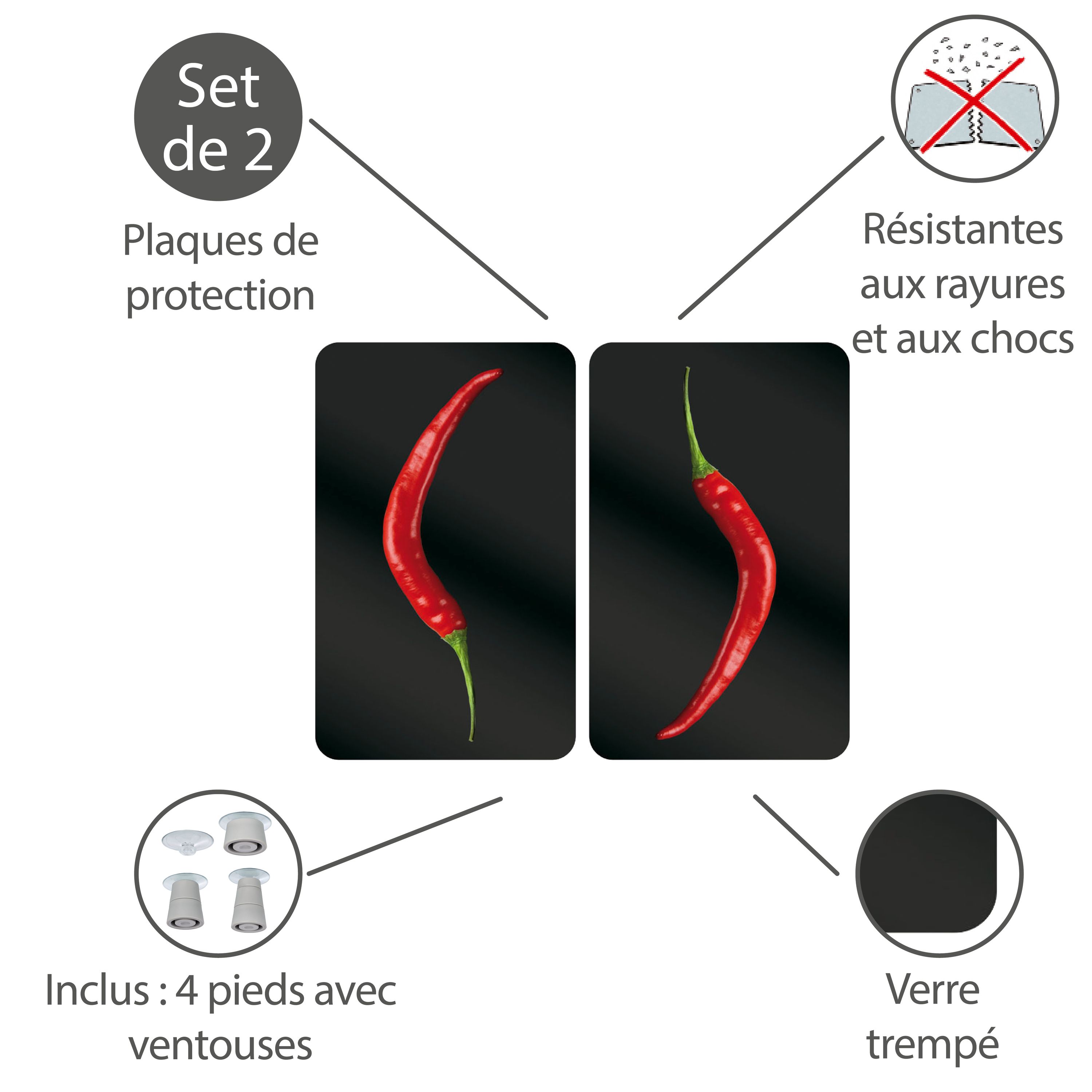 Protection Plaque De Cuisson en Verre x2 Pepperoni Duo - 3