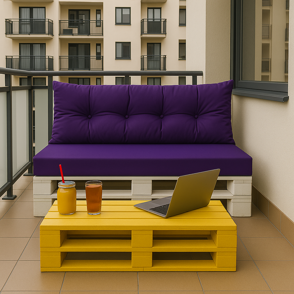 Set de coussins pour palettes 120x50 cm, housse d'assise amovible, coussins de dossier matelassés 120x50 cm Violet coussins confortables pour palettes - 5