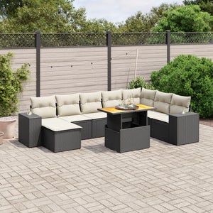 VidaXL Canapé De Jardin Sans Accoudoirs Avec Coussins - Résine Tressée Noire, Meuble Extérieur Patio Balcon