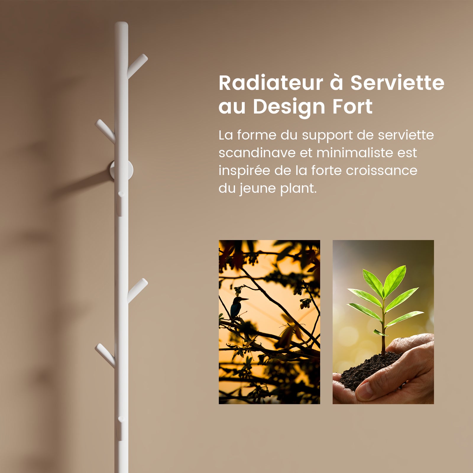 EMKE Chauffe-serviettes Électrique, thermostat intelligent WiFi, sèche-serviettes électrique, barre unique, 150 cm de hauteur, Blanc - 8