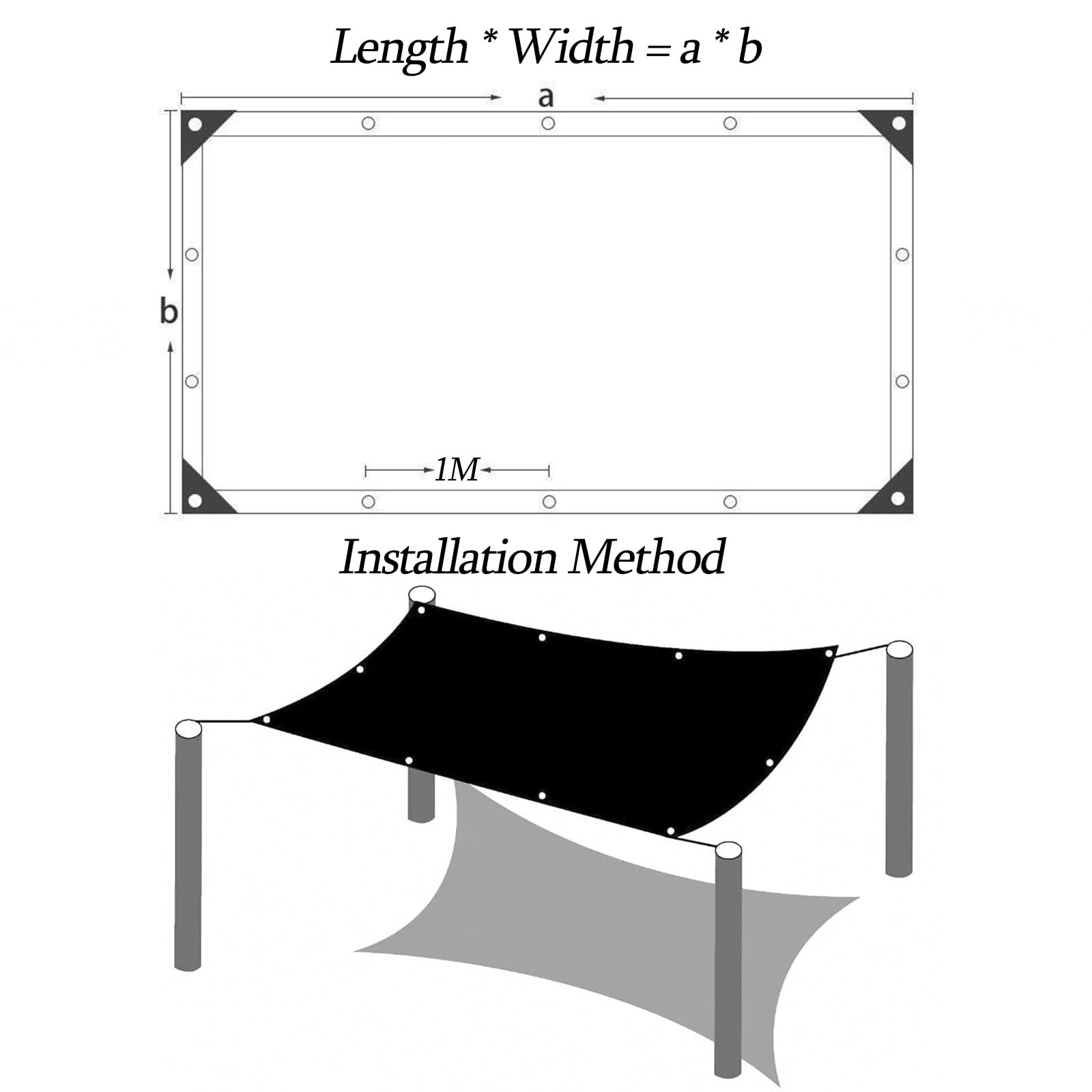Filet D'ombrage pour Serre,70% Noir Voile Ombrage Ajourée Tissu D'ombrage Pare-Soleil Tissu avec Oeillets,pour La Couverture Végétale Jardin(3x3m) - 3