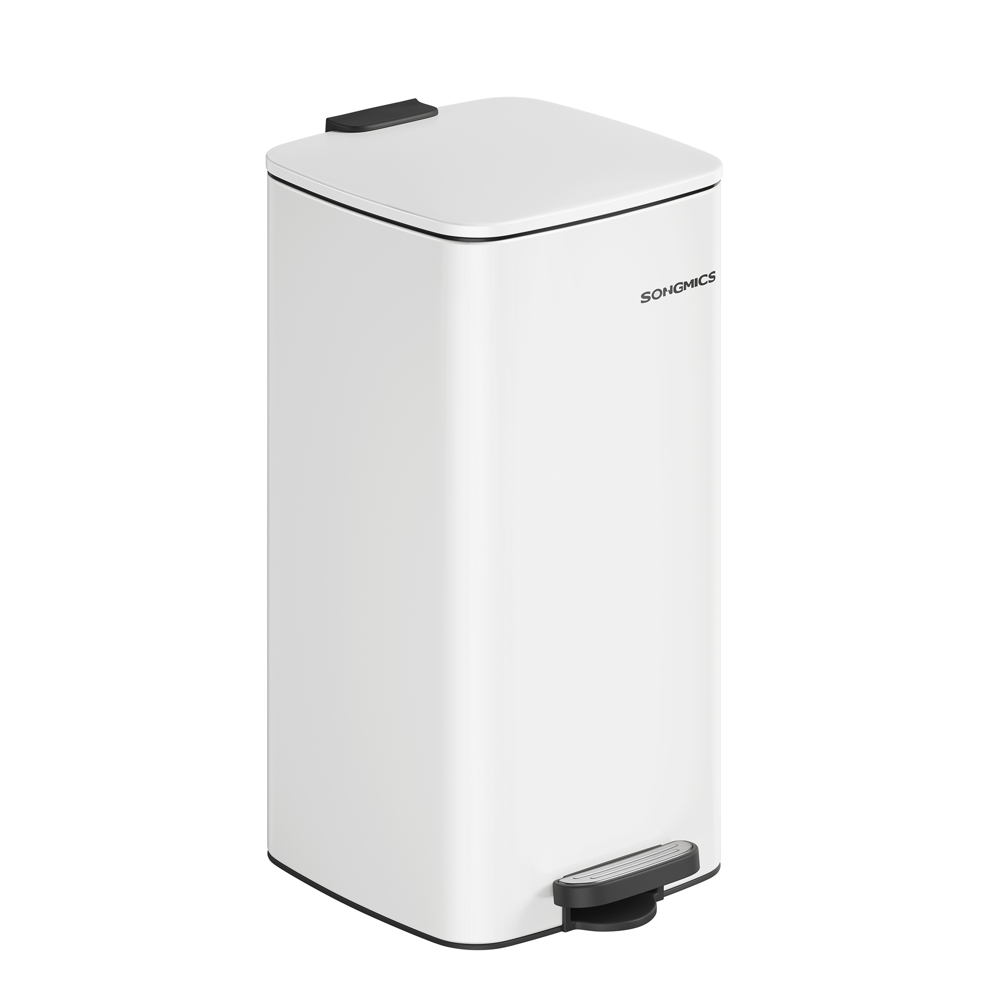 Poubelle de Cuisine, Poubelle 30 L, Poubelle à Pédale en Acier, avec Seau Intérieur, Fermeture Douce et Maintien en Ouverture, Blanc Nuage
