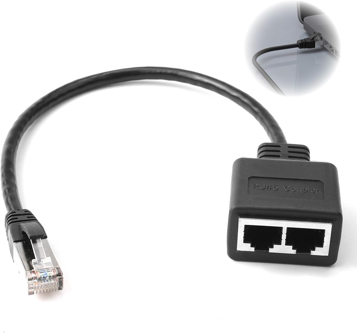 Noir，Répartiteur RJ45, Repartiteur Cable Ethernet, 1 Mâle vers 2 Femelles Adaptateur Multiprise Ethernet, Doubleur Splitter RJ45 pour Cat5 Cat5e Cat6 - 6