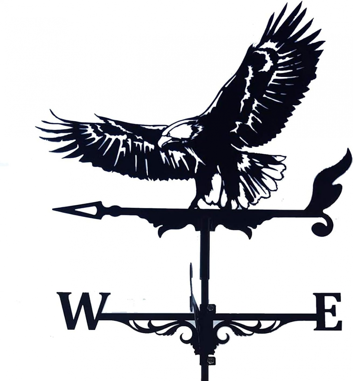 Wiatrowskaz metalowy Vintage Czarny ze wskaźnikiem kierunku wiatru do użytku na zewnątrz, do ogrodu, na dach, na padok, dekoracja (Orzeł)