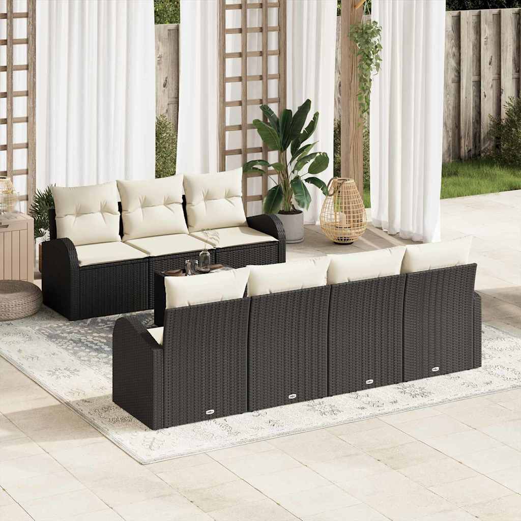 Zestaw Sof na Ogród Czarny 55 x 55 x 37 cm polirattan vidaXL