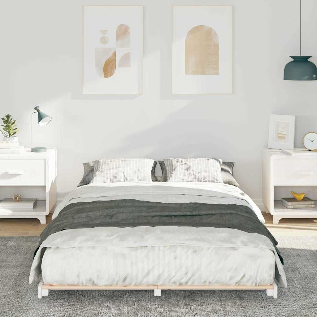 Cadre de lit en pin massif blanc, pour la chambre, 120 × 190 cm - 3