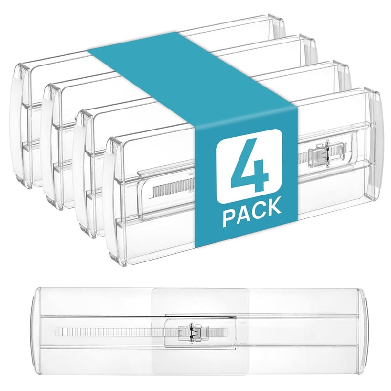 Zestaw 4 przezroczystych plastikowych przegródek do szuflad, wysuwane przegródki na ubrania, bieliznę i skarpetki