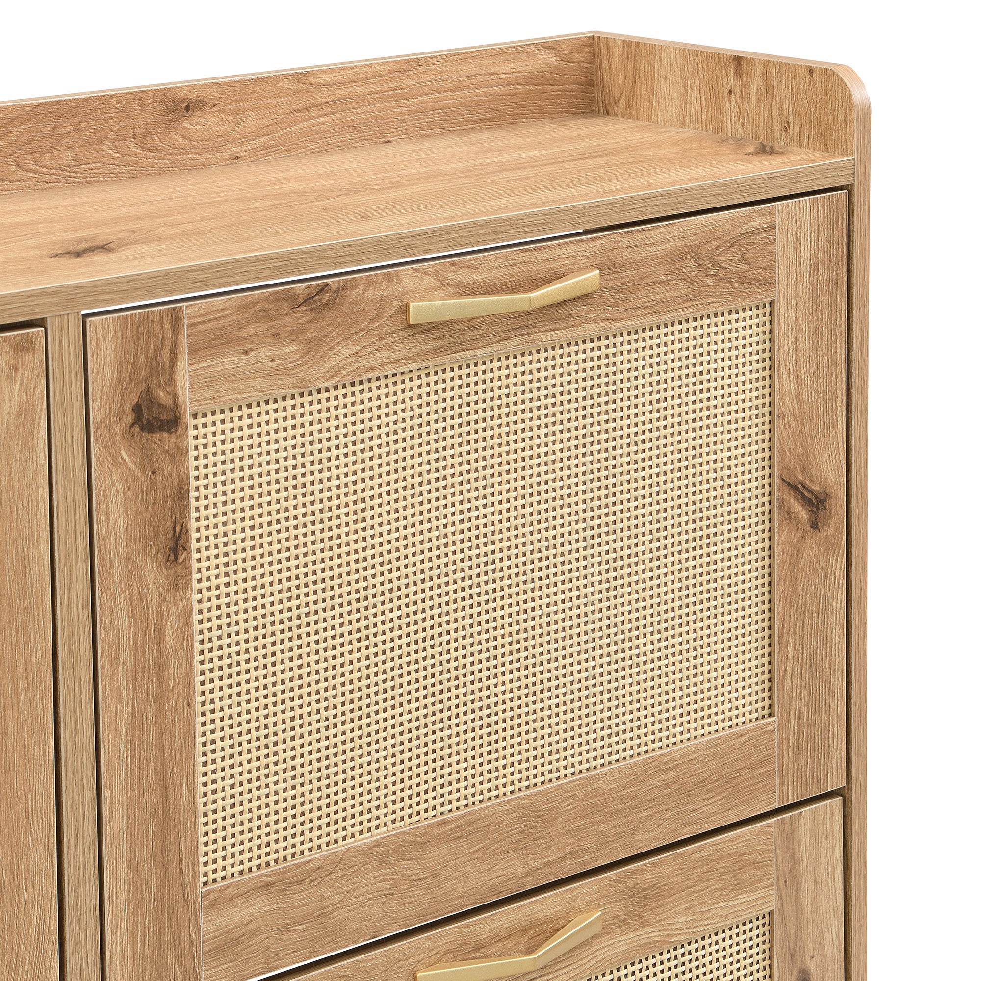 Meuble à chaussures moderne - avec portes en rotin - 4 portes - structure en métal - naturel - 9