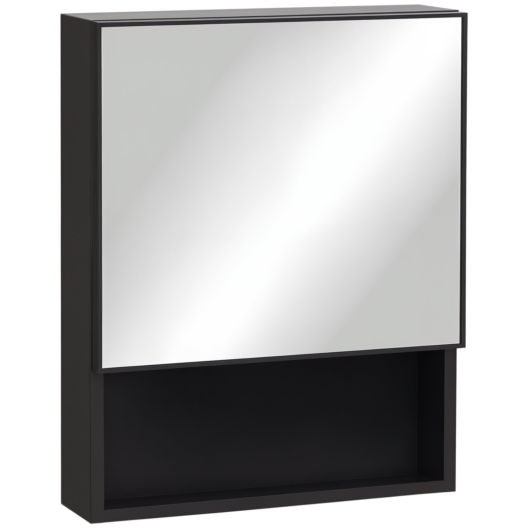 Armoire Murale Salle De Bain, Placard Avec Miroir, Meuble De Rangement 3 Portes, 60 X 15 X 55 Cm