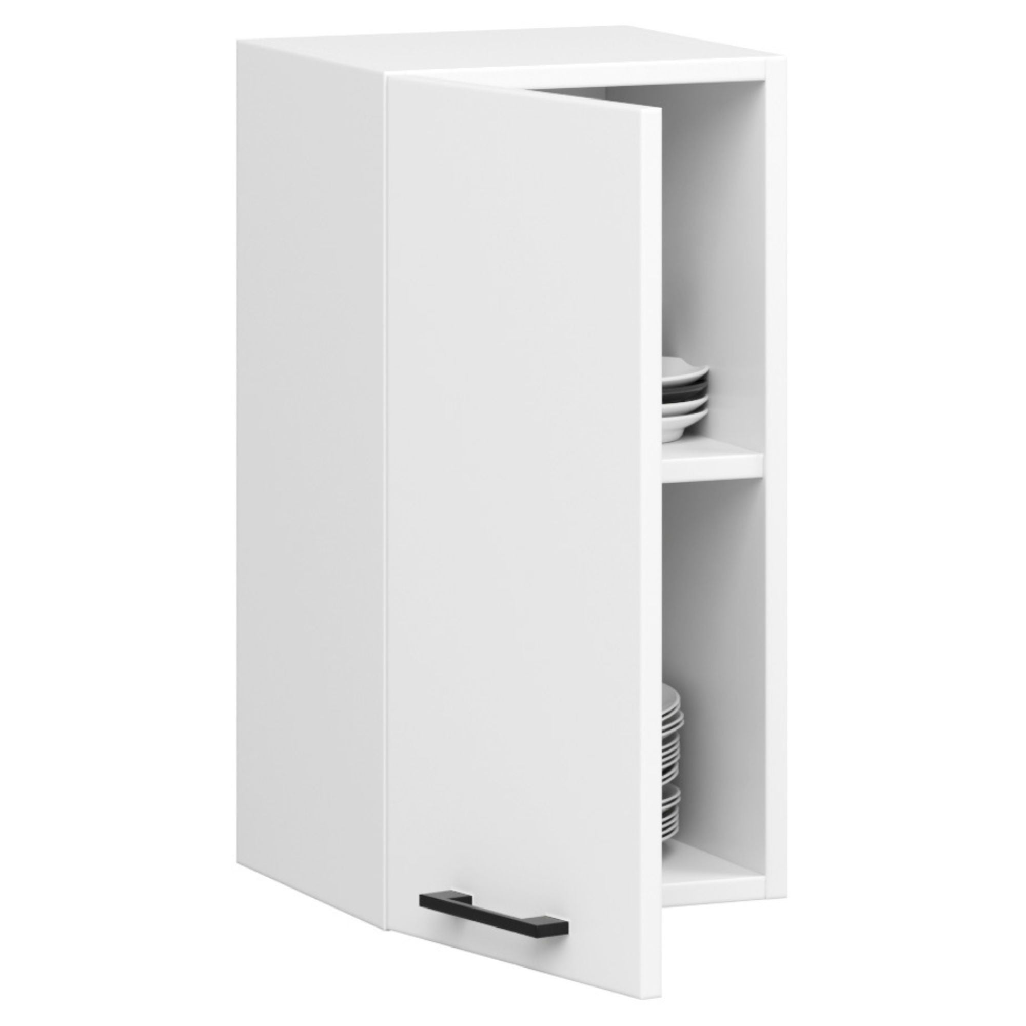 Meuble de cuisine haut AKORD W30 OLIWIA modulable Blanc 30 cm 1 porte façade Blanche 2 étagères 30x30x58 cm - 2
