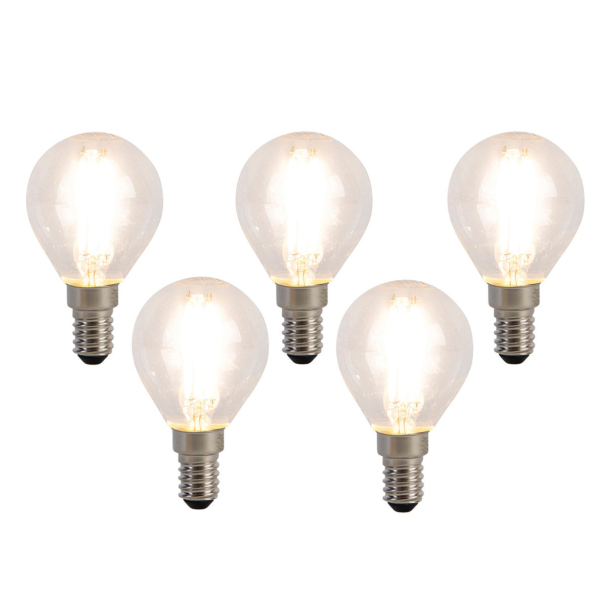 Zestaw 5 żarówek LED E14 Filament P45 4W 470 lm 2700K
