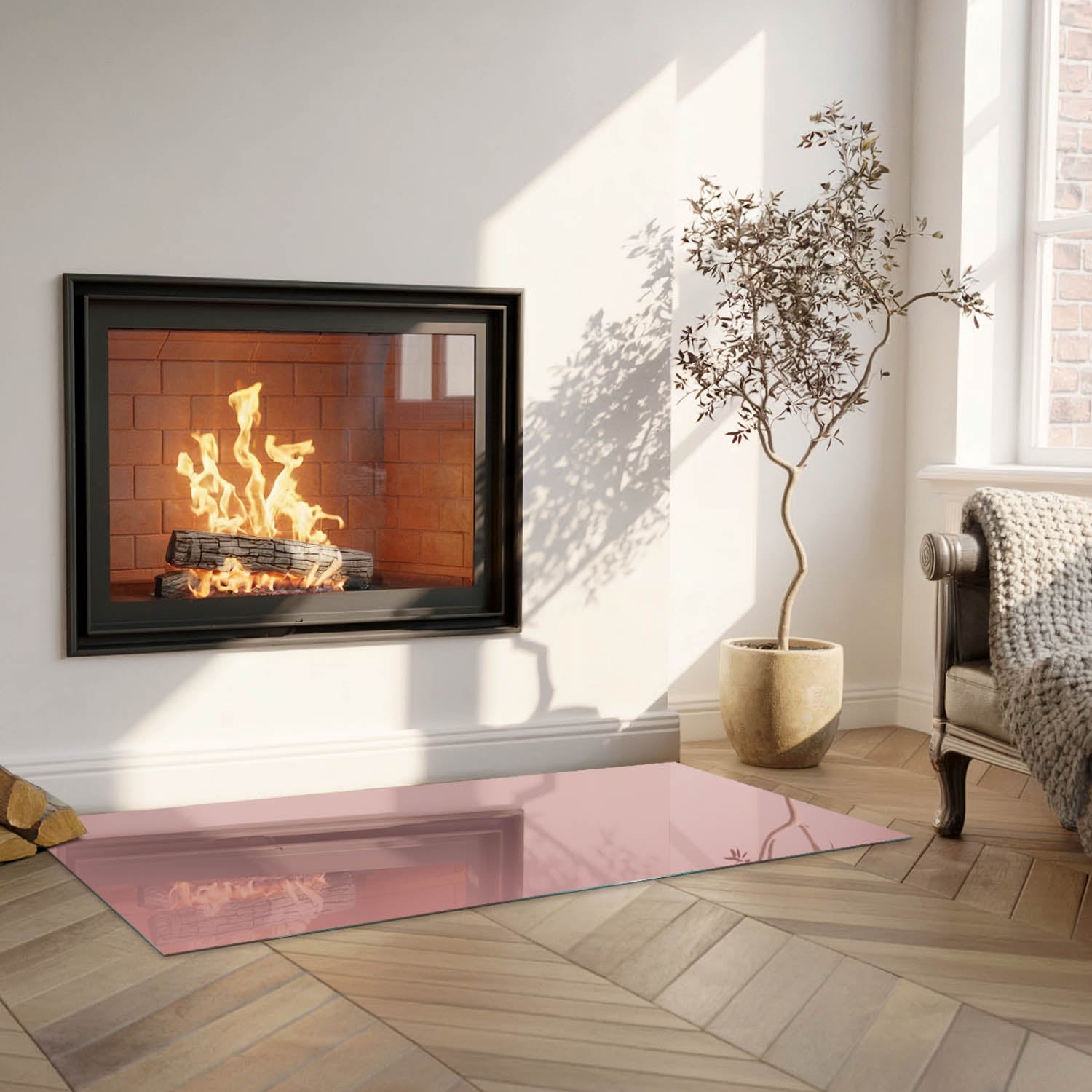 Szkło hartowane na podłogę pod kominek - 125x50 cm - Kolor Różowy - TULUP - 5