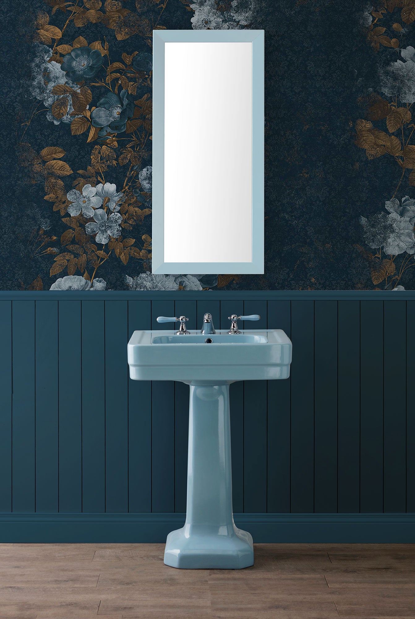 Provence 900 - Lavabo Rétro CELESTE PASTELLO 60cm Avec Colonne signé BLEU PROVENCE - 2