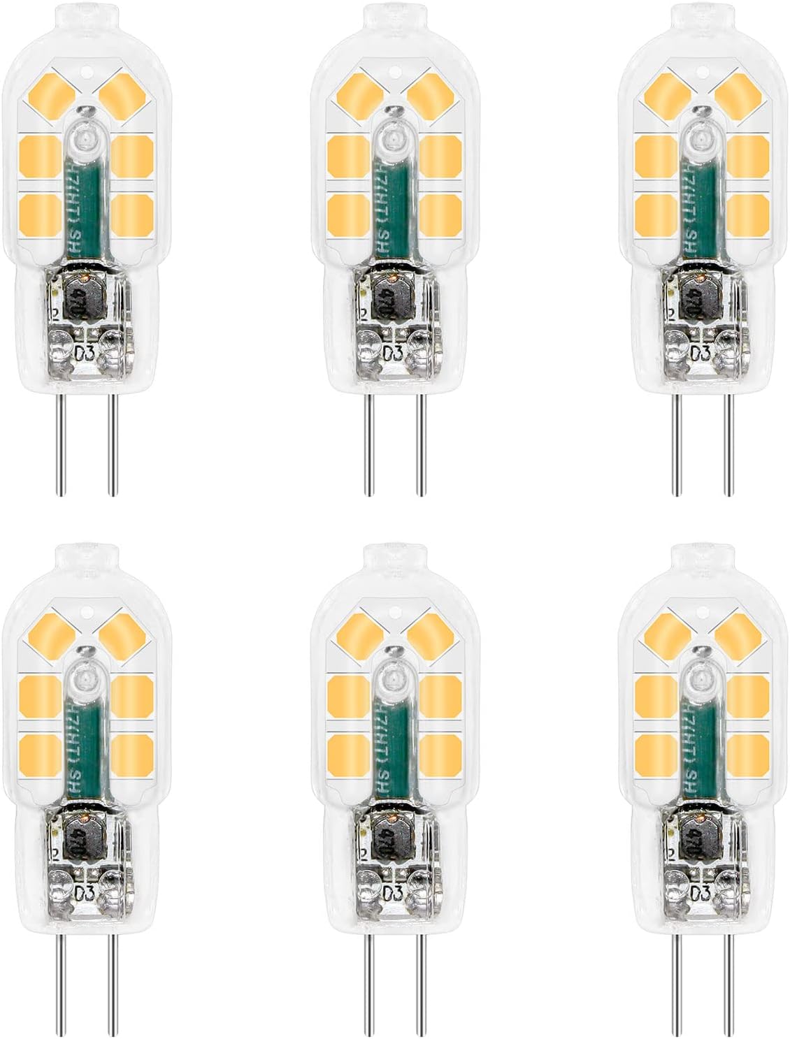 G4 LED 2W 12V AC/DC Biała Zimna 6000K do Okapu Kuchennego, 200lm, Odpowiednik Żarówki Halogenowej G4 10W 20W, nieściemnialna, zestaw 6 sztuk