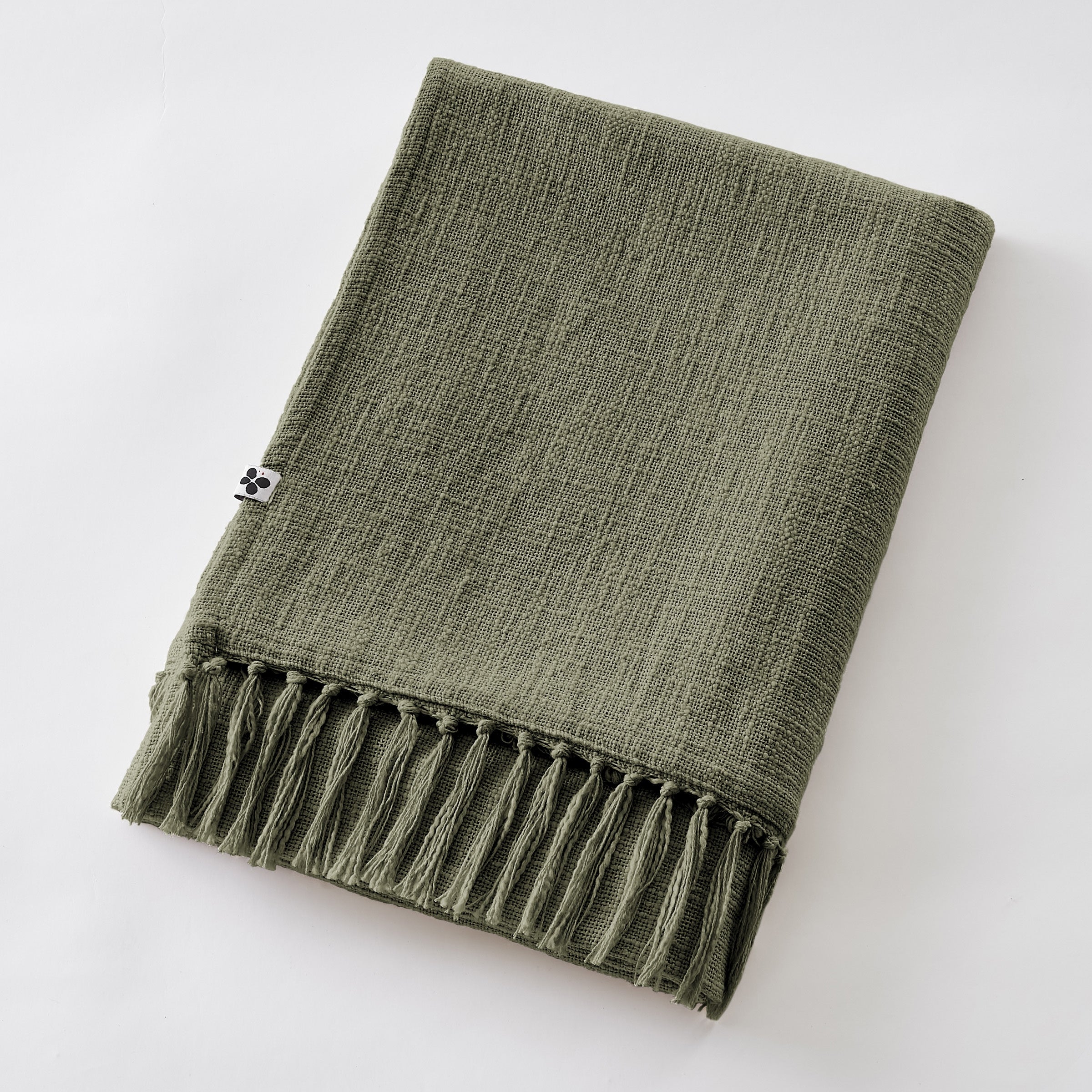 Plaid 180 x 220 cm en coton texturé Sixtine – Thym - 3