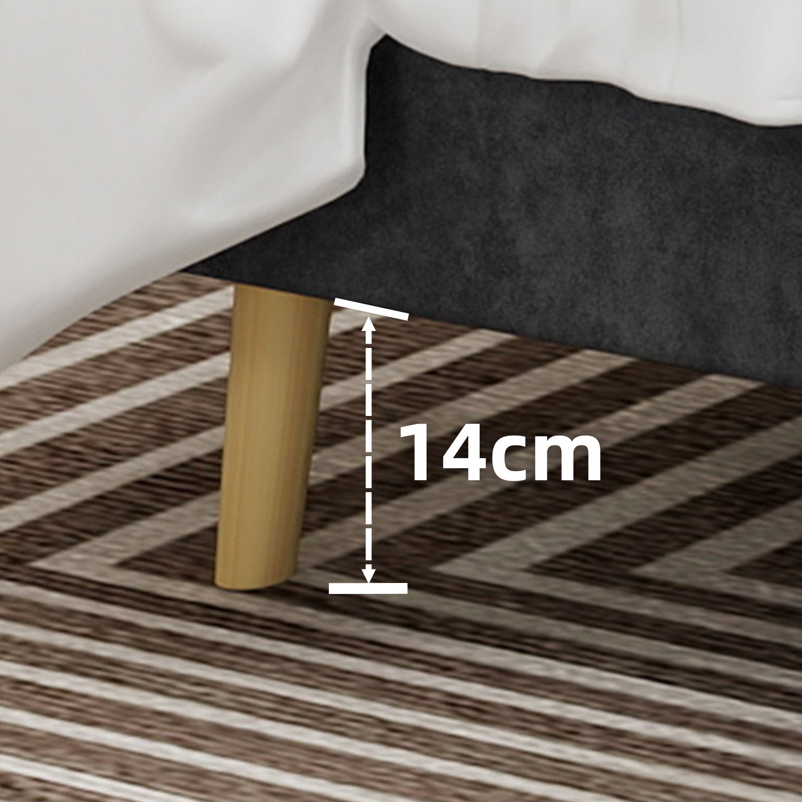 Letto matrimoniale 140x200 cm, con testiera, doghe in legno, grigio metallo, senza materasso - 8