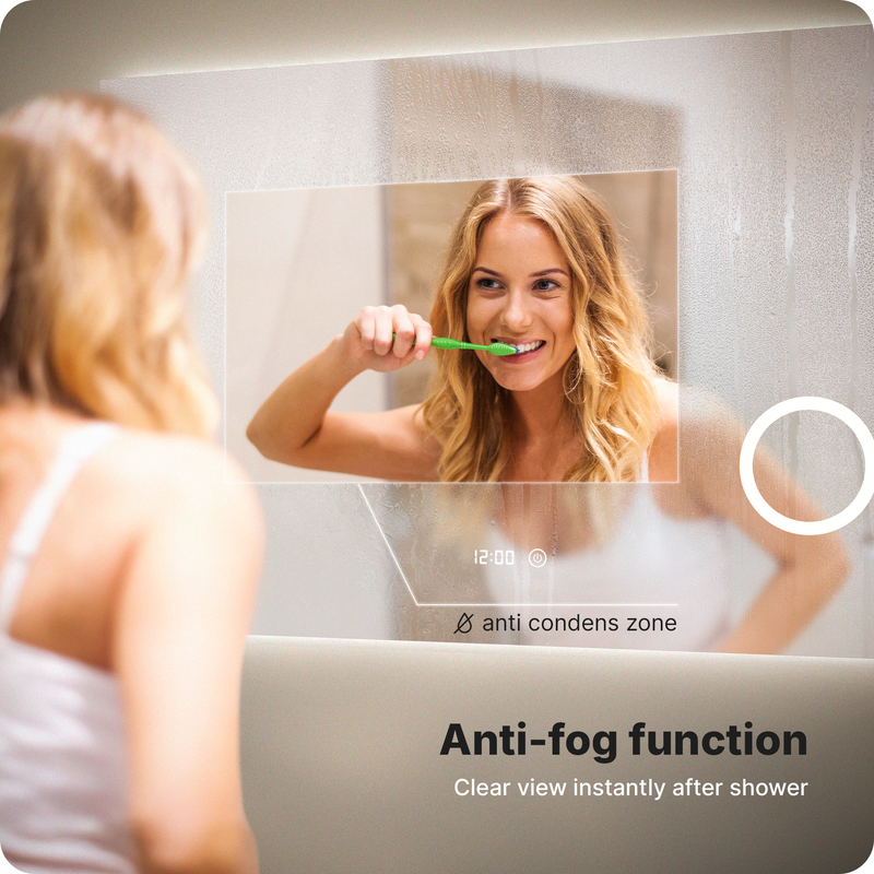Miroir de salle de bain Mirlux avec éclairage LED et chauffage - Miroir mural rectangulaire - Miroir de douche anti-condensation - 80 x 60 cm - 4