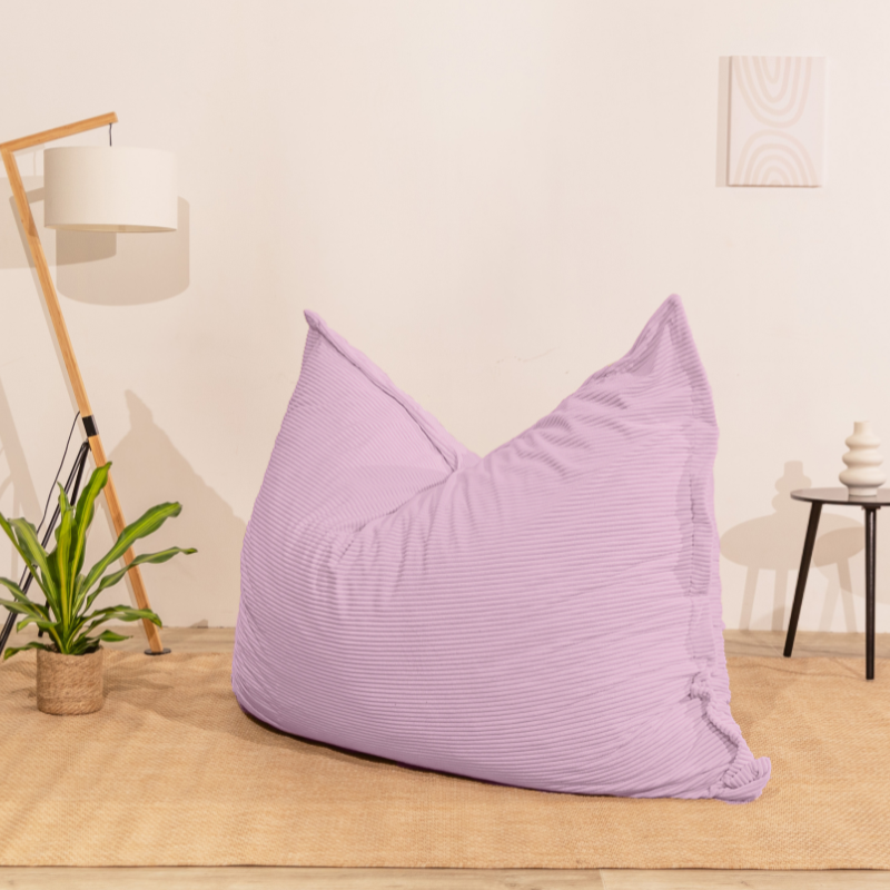 Pouf velours côtelé déhoussable BANANAIR 180 x 140 cm violet parme - 7