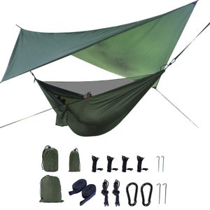 Amaca Da Campeggio Portatile In Nylon – Zanzariera Inclusa – Dondolo Letto Esterno