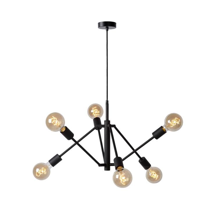 Lampa wisząca Lester czarna 6xE27x40W wym: 150 x 50 x 50 cm metal Lucide