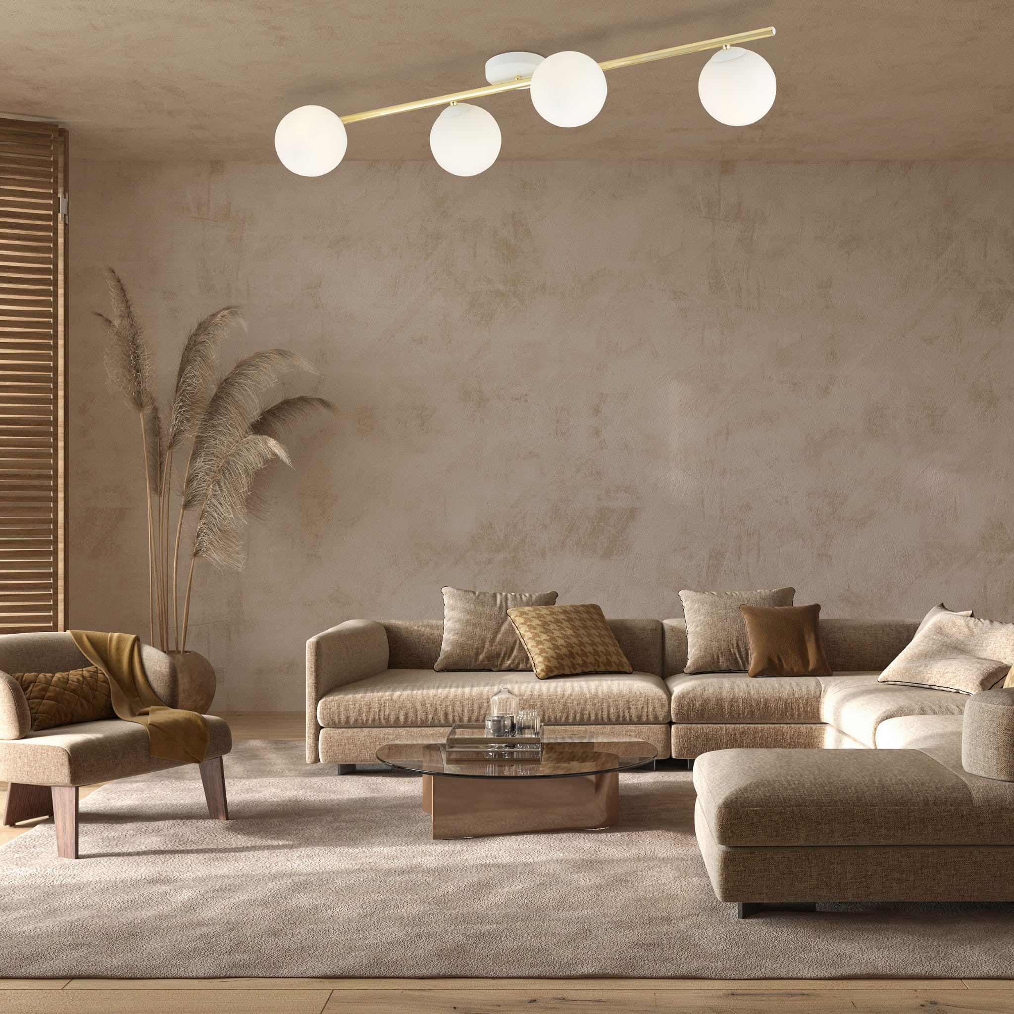 Lampa sufitowa Splendi złoto-biała 4xE14x10W wym: 20 x 100 cm metal Emibig - 4