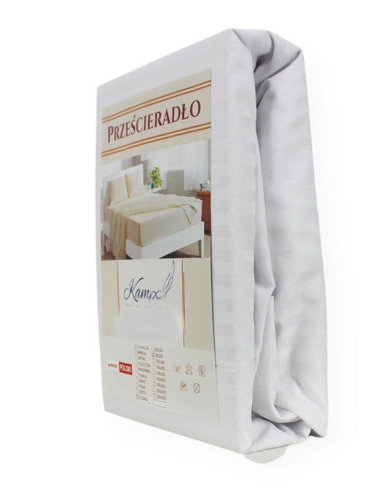 Kam-Pol prześcieradło hotelowe z gumką pasek 1 cm biały 220x240 cm