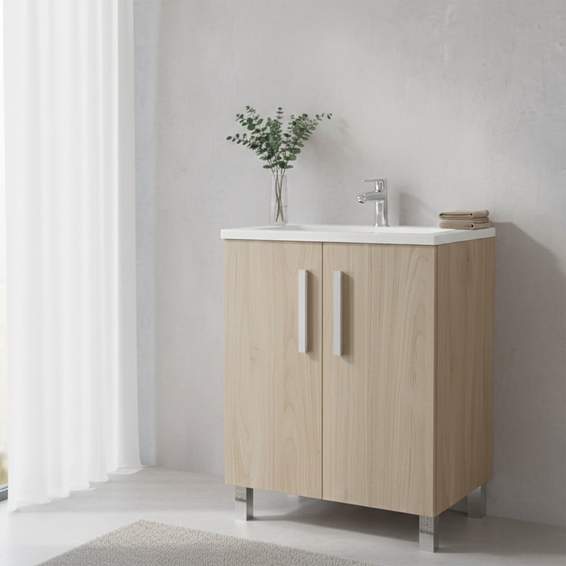 Szafka łazienkowa TEMPO 60x45 cm, umywalkka ceramiczna i bateria