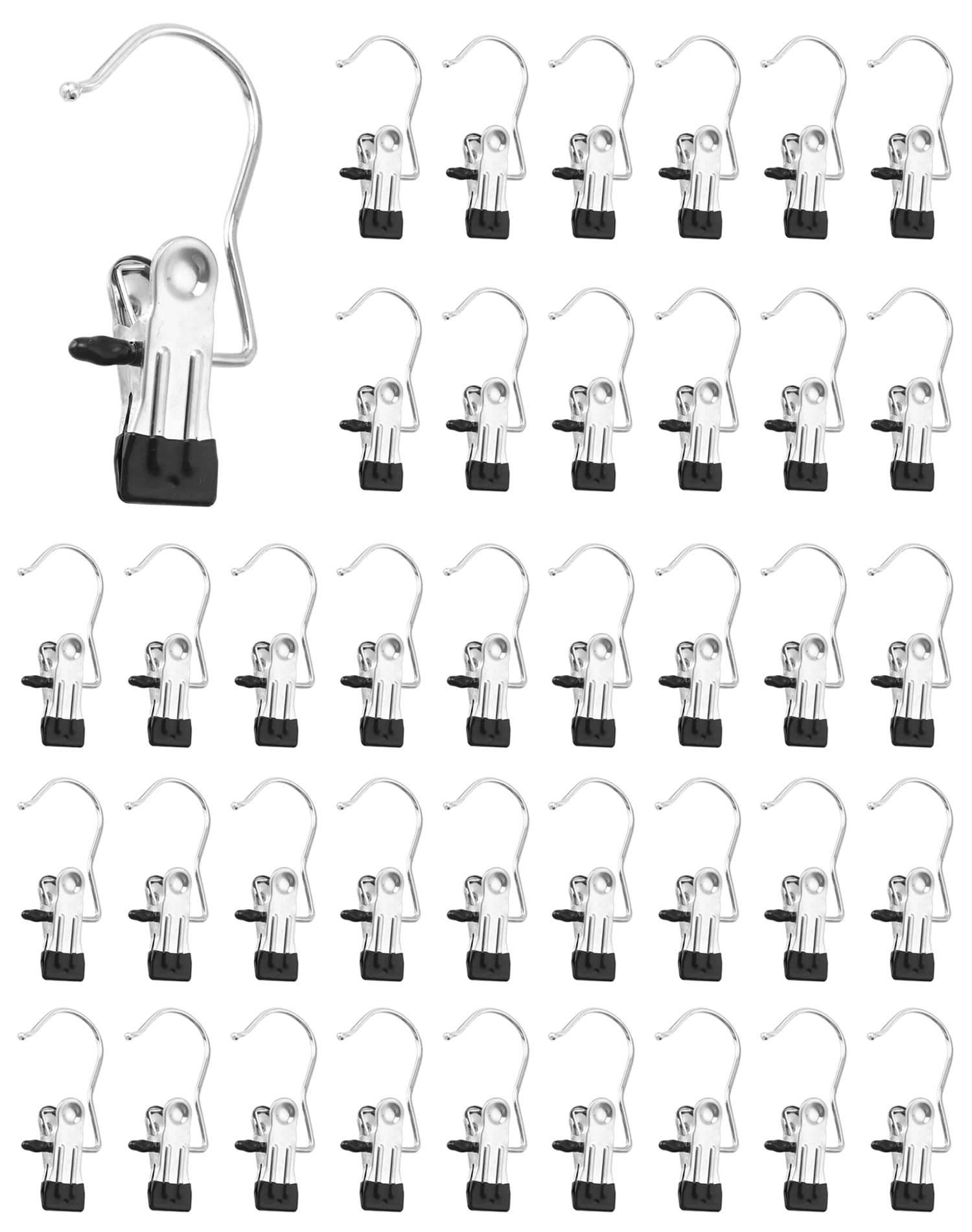40 szt. Klipsów do wieszaków ze stali nierdzewnej INOX, przenośne haczyki na pranie do spodni, butów, ręczników, skarpet