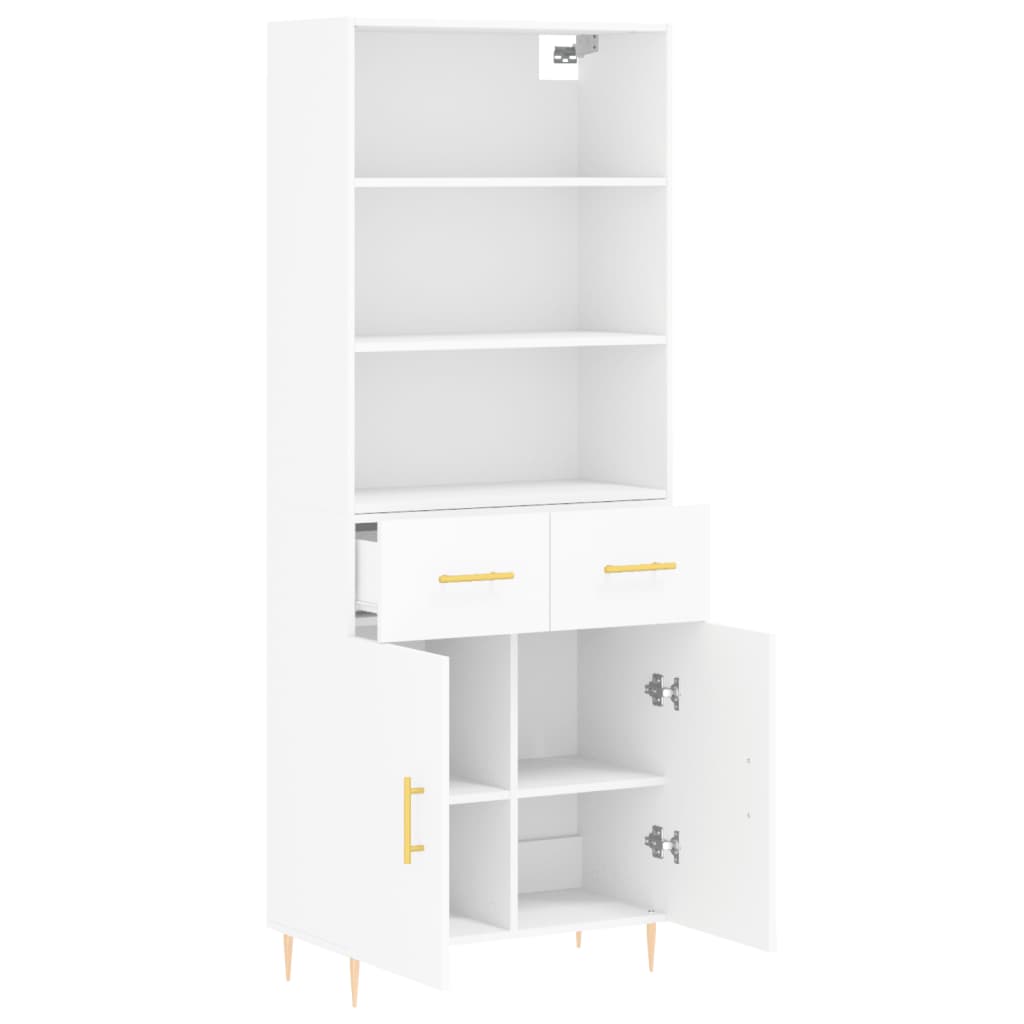 Buffet haut Blanc 69,5x34x180 cm Bois d'ingénierie - 4