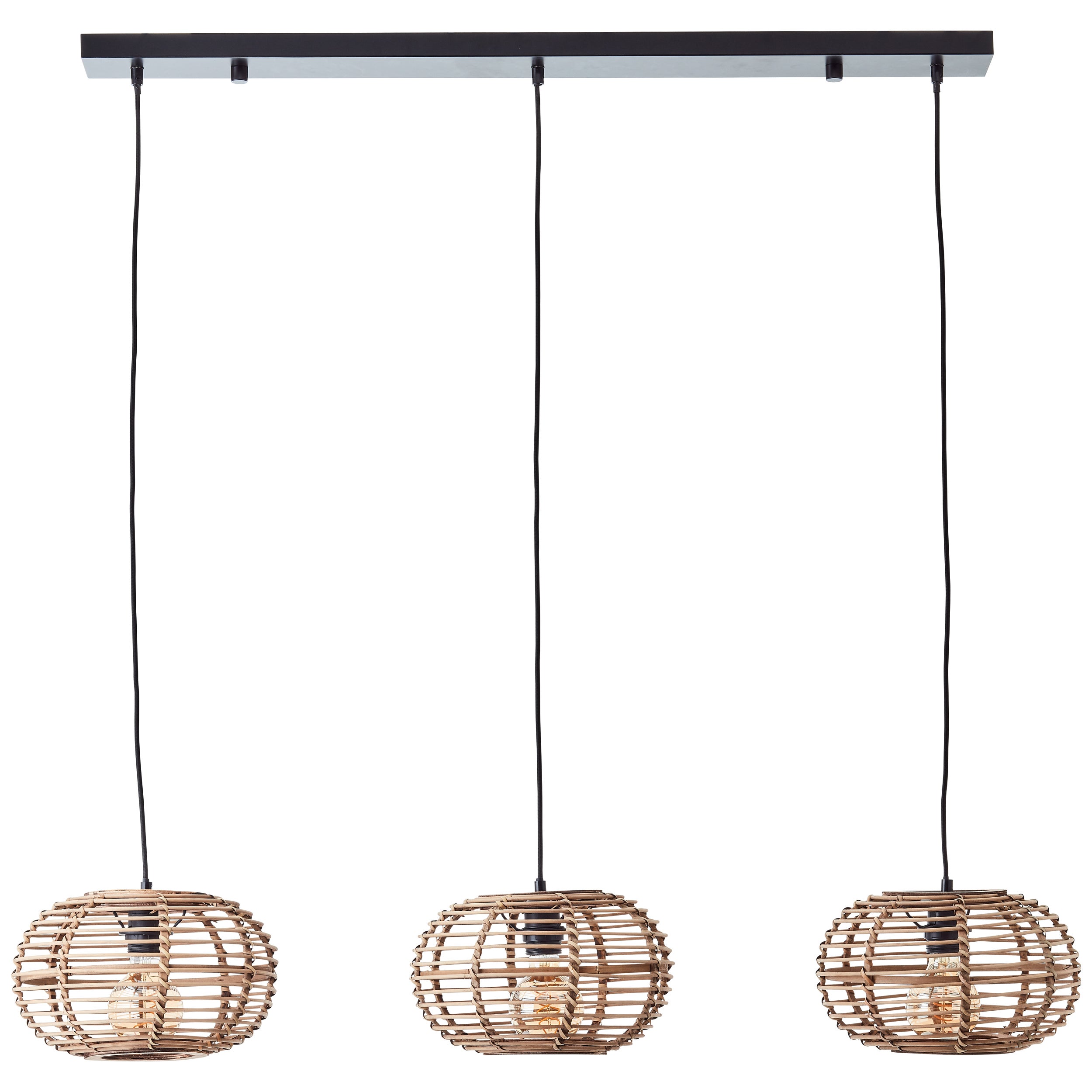 Brilliant lampa wisząca Woodball 3 źródła światła czarny mat/bambusowy brąz aluminium 3x A60, E27, 40 W - 2
