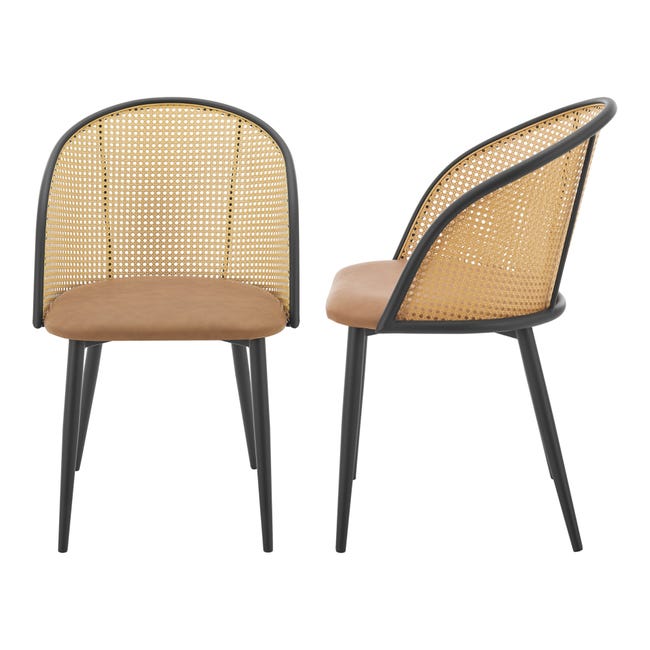 OEF Furnishings Cuscino Per Sedia Pieghevole – 2 Pollici (5 Cm) Di Imbottitura, Tessuto Vinile Nero, Confezione Da 2, Struttura In Acciaio