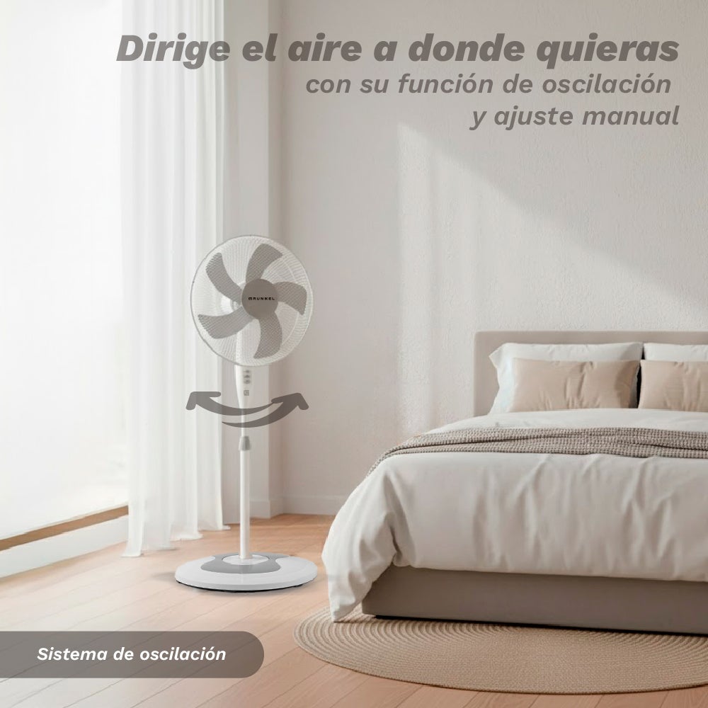 Ventilador de Pie FAN-165R - Base redonda - 50W - Blanco - 5
