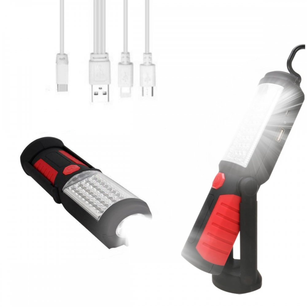 Mocna, ładowalna latarka LED – podstawa magnetyczna, idealna do samochodu, warsztatu, na kemping i w sytuacjach awaryjnych