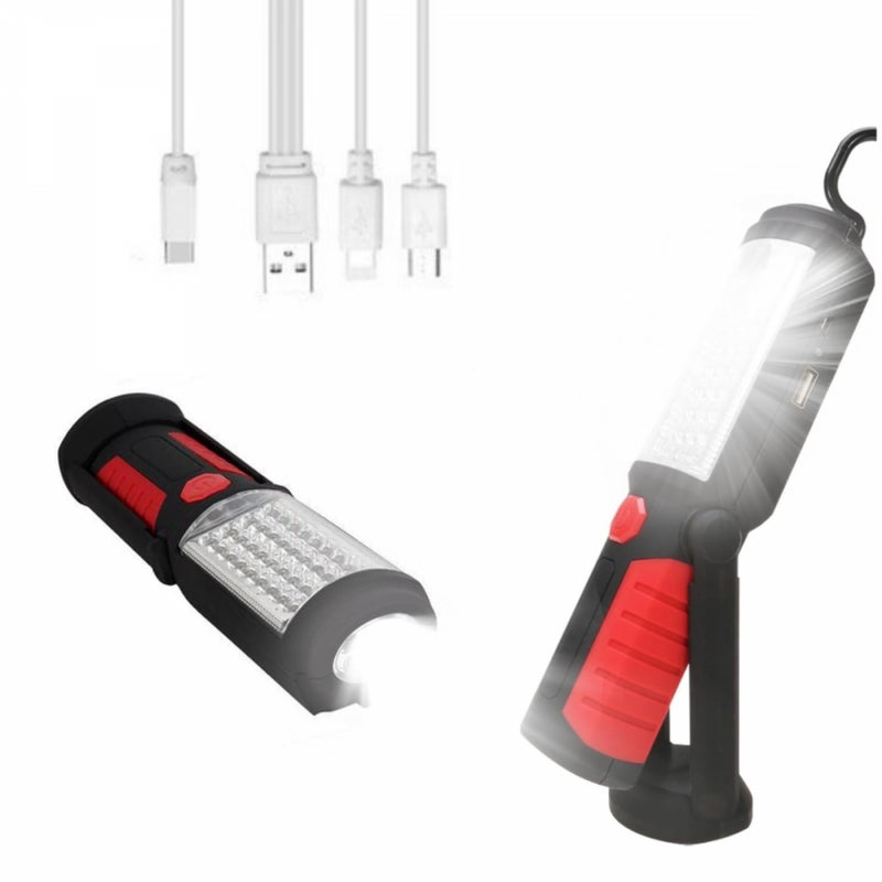 Mocna, ładowalna latarka LED – podstawa magnetyczna, idealna do samochodu, warsztatu, na kemping i w sytuacjach awaryjnych