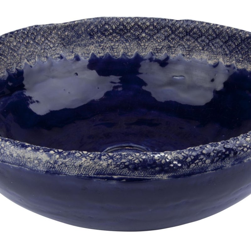 Ręcznie wykonana umywalka ceramiczna Kornelia – Okrągła, dekoracyjna umywalka nablatowa 39 x 13 cm | Ekskluzywna umywalka łazienkowa