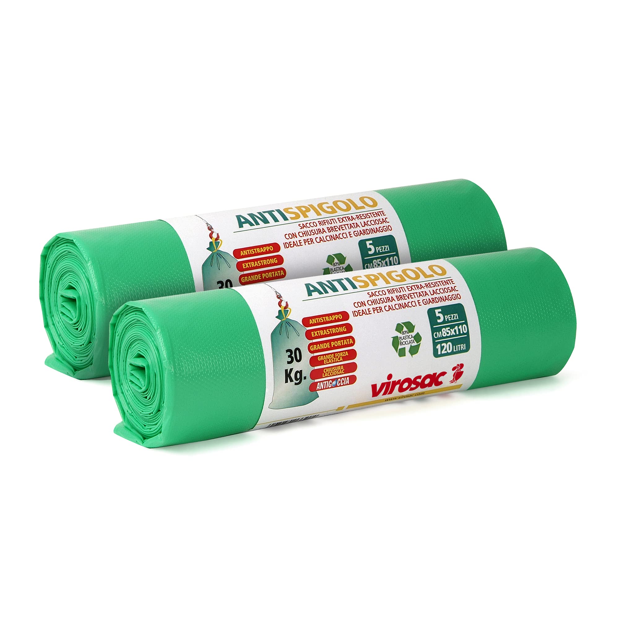 Bakoki Sacchetti per la spazzatura, 120 l, estremamente resistenti agli strappi, extra forti, ideali per la casa, il giardino e il funzionamento